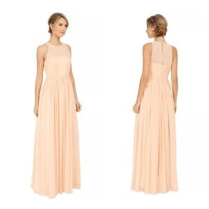 Donna Morgan Penelope Sleeveless Fit And Flare Apricot Full Length Dress Size 8